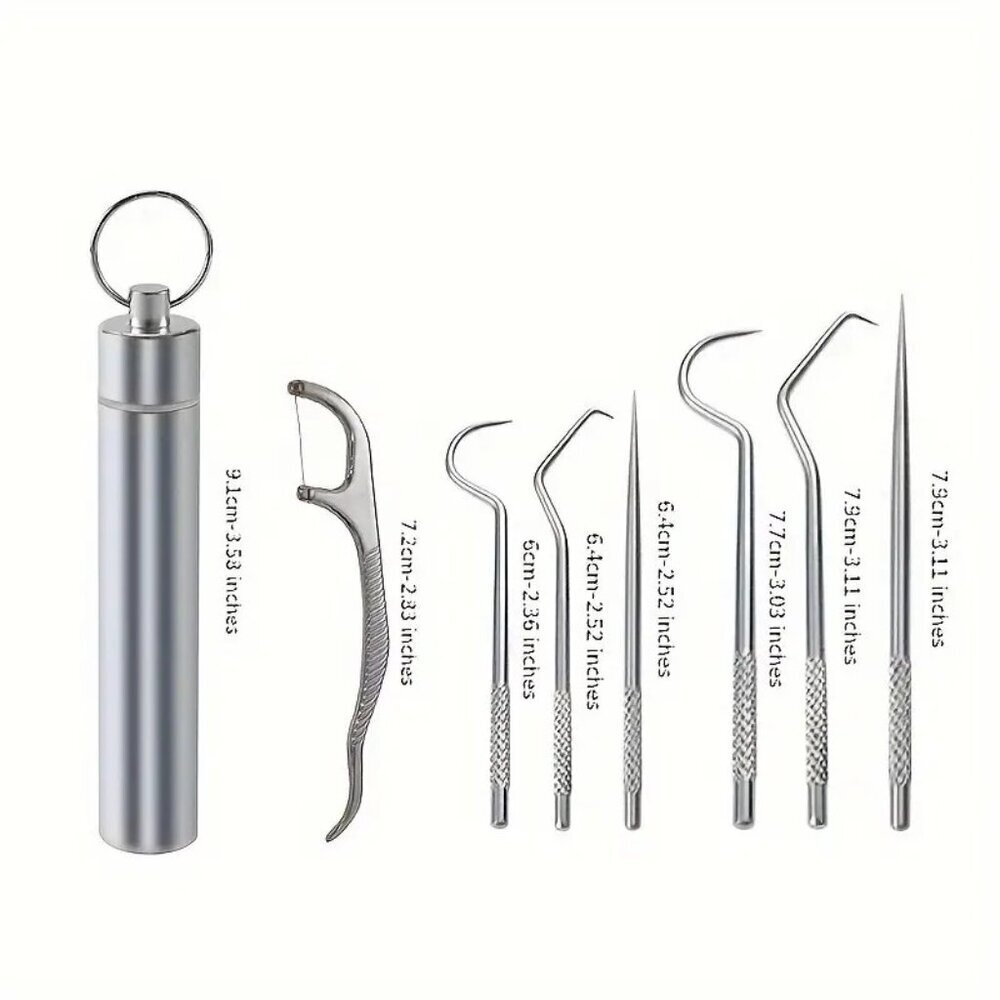 7PC Floss Stick Tools Metal Toothpick - Picture 3 of 5